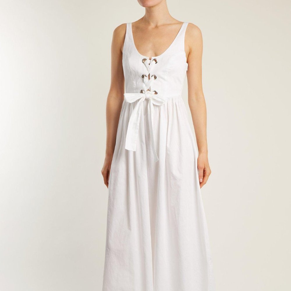 MARA HOFFMAN ATHENA WHITE LACE UP MAXI DRESS
